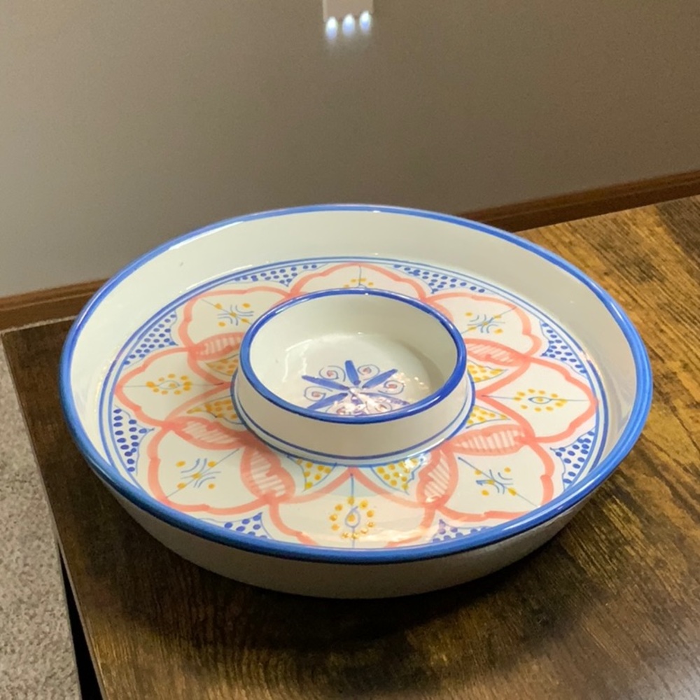 Colorful Ceramic Chip and Dip Platter
